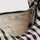 Small Nylon Meringue Bag Schultertasche • Black and Cream Gingham