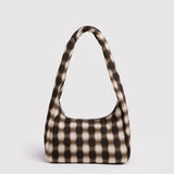BAGGU - Small Nylon Meringue Bag Schultertasche • Blurred Gingham Brown - ROSA ECK