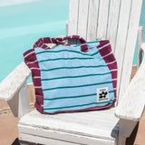 Handtuchtasche mit Streifen • Plum / Light Blue
