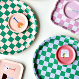 CHECKER PEACH TULIP Rundes Serviertablett (⌀ 31 cm)