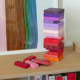 Block Design - Wackelturm mit Farbverlauf Cool - ROSA ECK - Bunt, Holz,