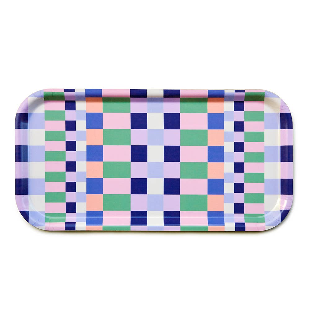 BLU KAT - CHECKER MIX Serviertablett (43 x 22 cm) • Grass/Pink - ROSA ECK