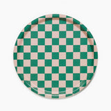 BLU KAT - CHECKER PEACH TULIP Rundes Serviertablett (⌀ 31 cm) - Serviertablett - ROSA ECK Concept Store