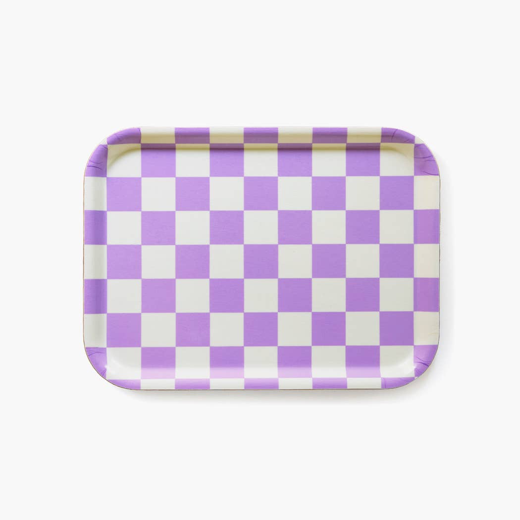 BLU KAT CHECKER Serviertablett (27 x 20 cm) Butter/Lavendel