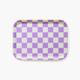 BLU KAT - CHECKER Serviertablett (27 x 20 cm) | Butter/Lavendel - ROSA ECK - Holz, Lila,