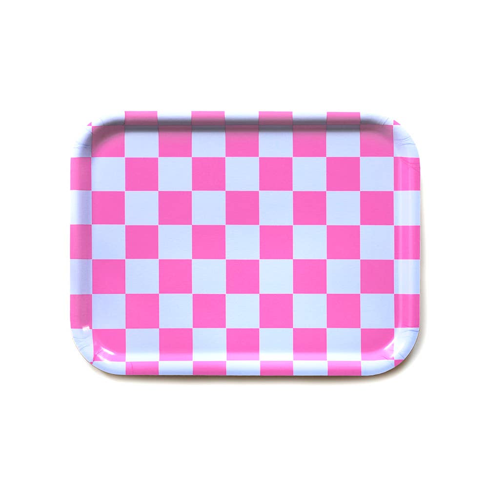 BLU KAT - CHECKER Serviertablett (27 x 20 cm) • Fuchsia/Sky - ROSA ECK