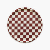 BLU KAT - CHECKER Serviertablett (⌀ 31 cm) | Burgundy/Cream - ROSA ECK - Rund, ,