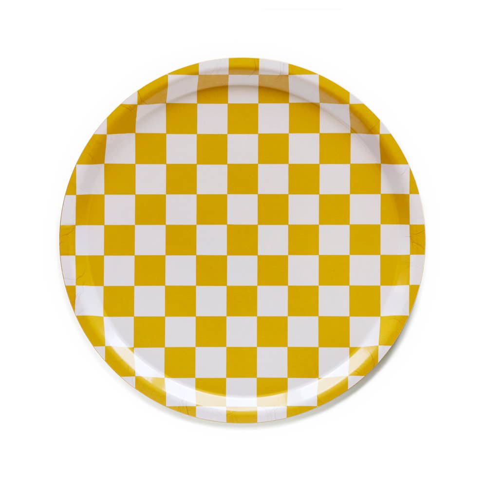 BLU KAT - CHECKER Serviertablett (⌀ 31 cm) Mustard - ROSA ECK