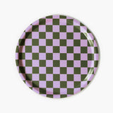 BLU KAT - LILAC OLIVE CHECKER Serviertablett rund (⌀ 31 cm) - ROSA ECK Concept Store