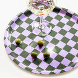 BLU KAT - LILAC OLIVE CHECKER Serviertablett rund (⌀ 31 cm) - ROSA ECK Concept Store