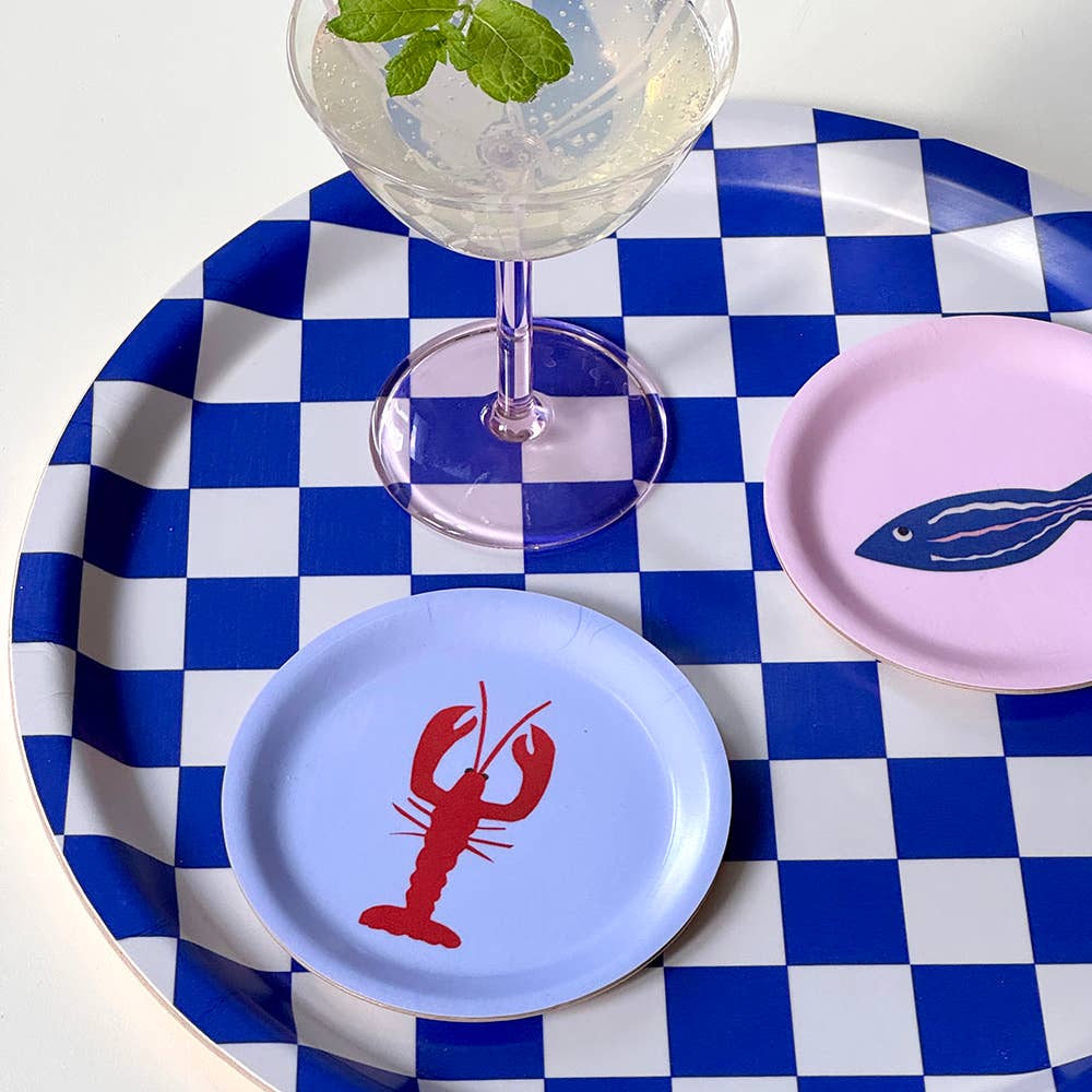 BLU KAT - SEA SALT CHECKER Rundes Serviertablett (⌀ 31 cm) - Serviertablett - ROSA ECK Concept Store