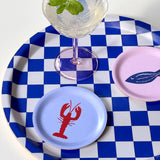 BLU KAT - SEA SALT CHECKER Rundes Serviertablett (⌀ 31 cm) - Serviertablett - ROSA ECK Concept Store