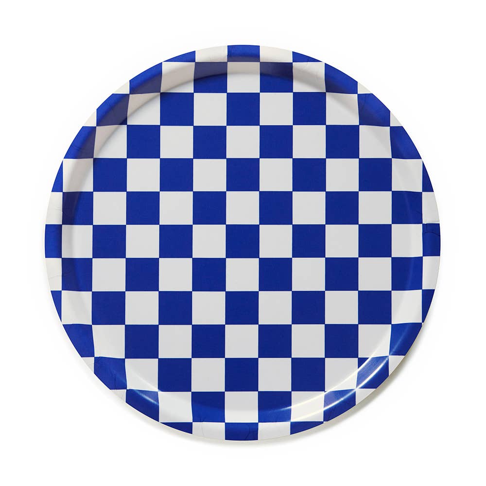 BLU KAT - SEA SALT CHECKER Rundes Serviertablett (⌀ 31 cm) - Serviertablett - ROSA ECK Concept Store