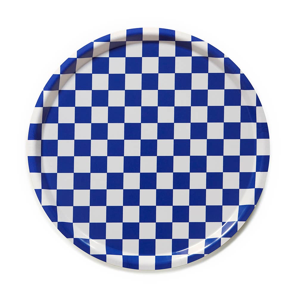 BLU KAT - SEA SALT CHECKER Rundes Serviertablett (⌀ 38 cm) - Serviertablett - ROSA ECK Concept Store