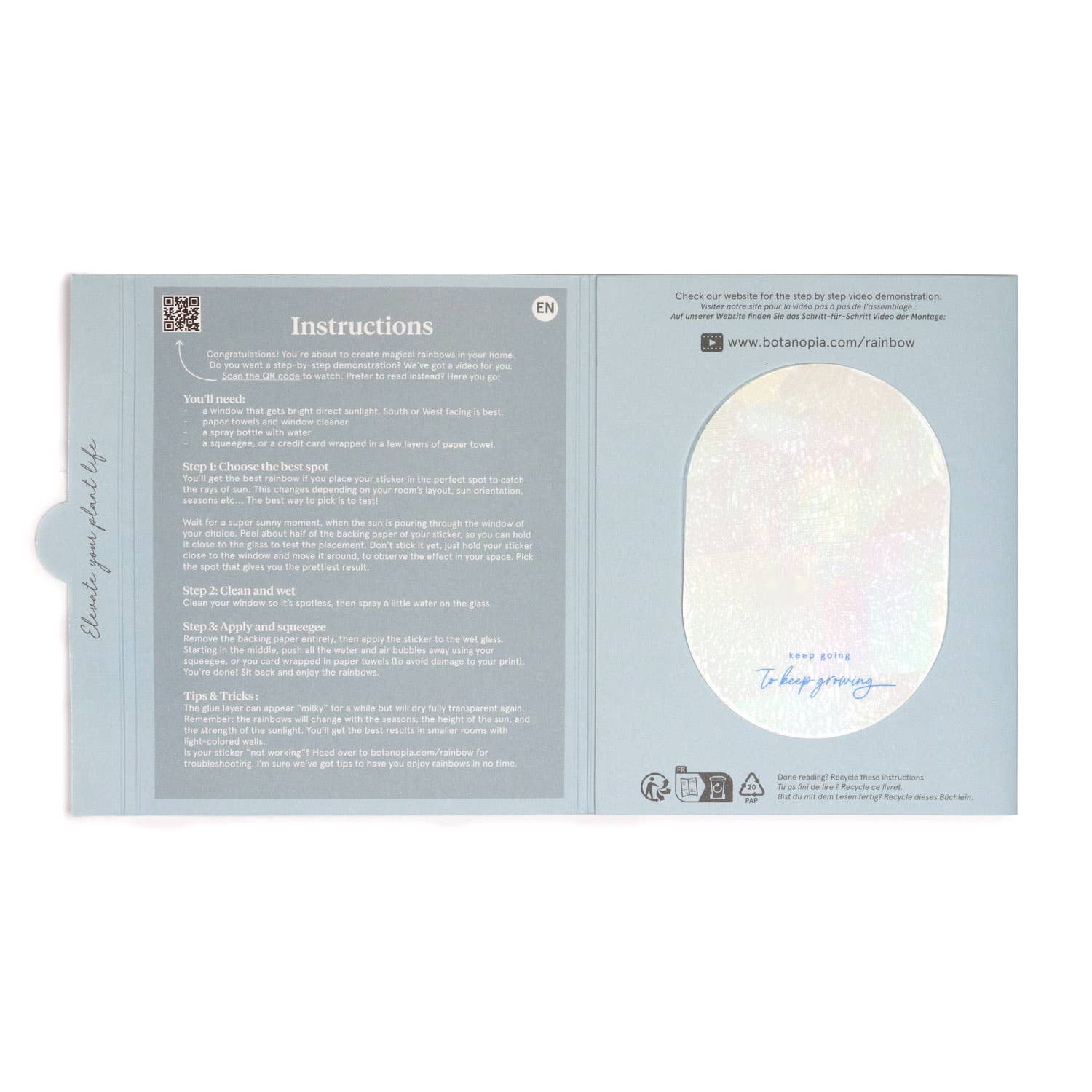 Botanopia - Suncatcher Fenster - Sticker • Keep going to keep growing - ROSA ECK