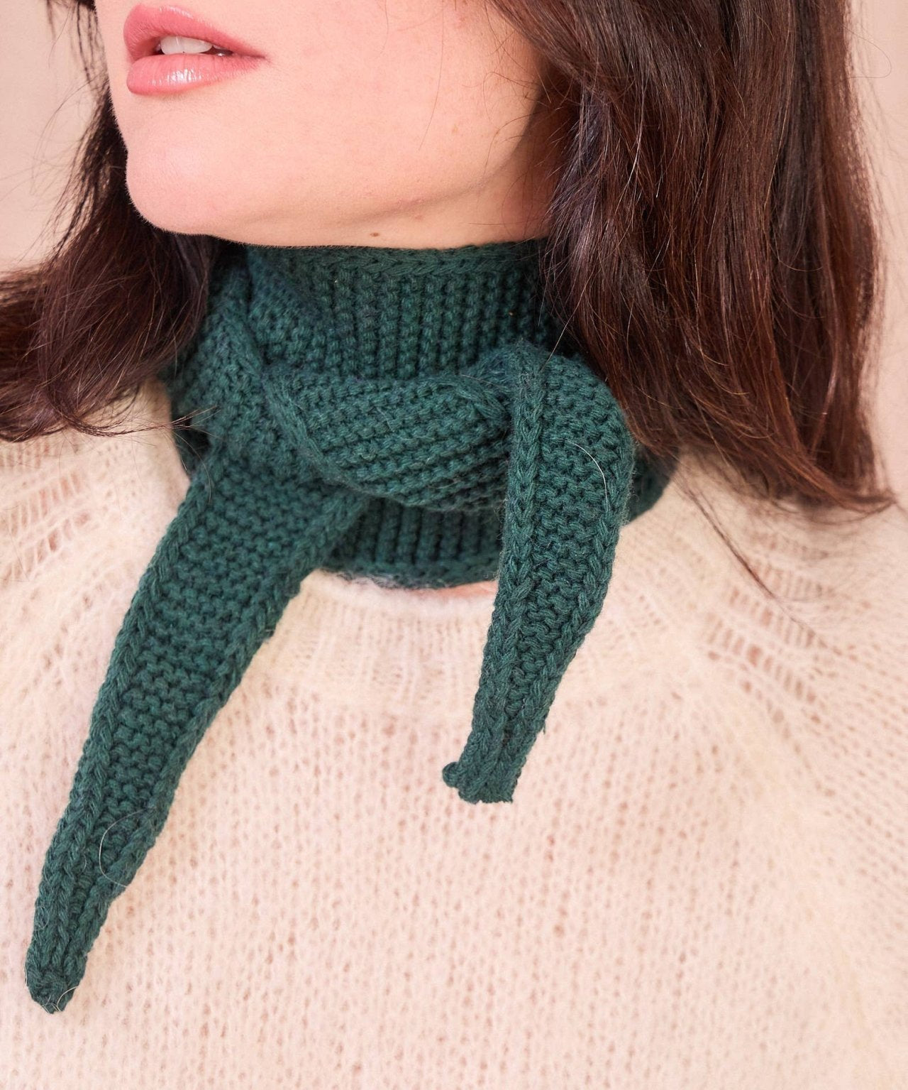 Calie Paris - Kleiner Strickschal Dunkelgrün - Schal - ROSA ECK