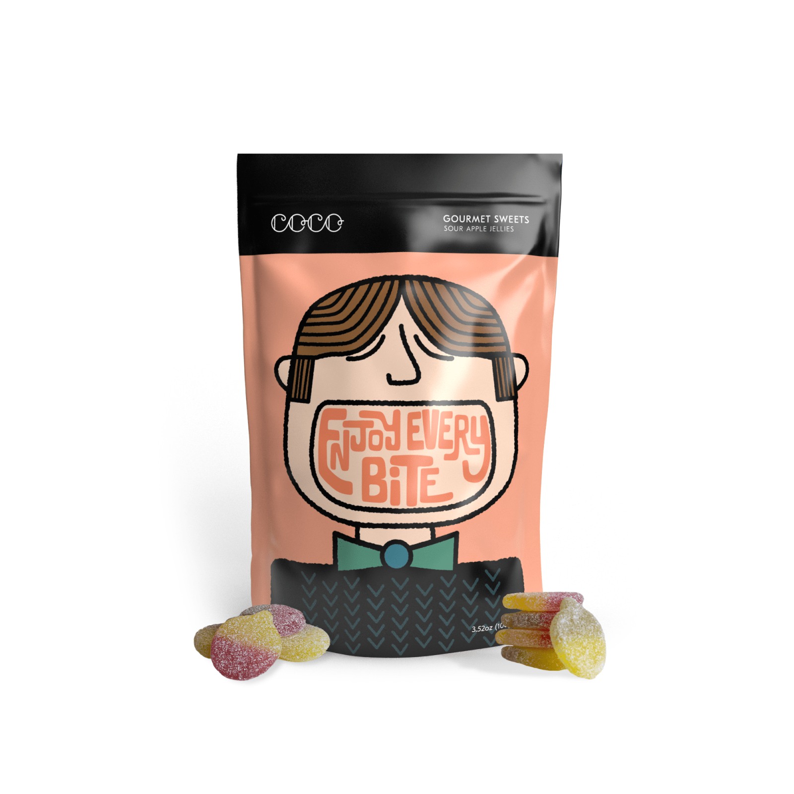 COCO Chocolatier - Fruchtgummi Saurer Apfel • Sour Apple Jellies - Gummibärchen - ROSA ECK