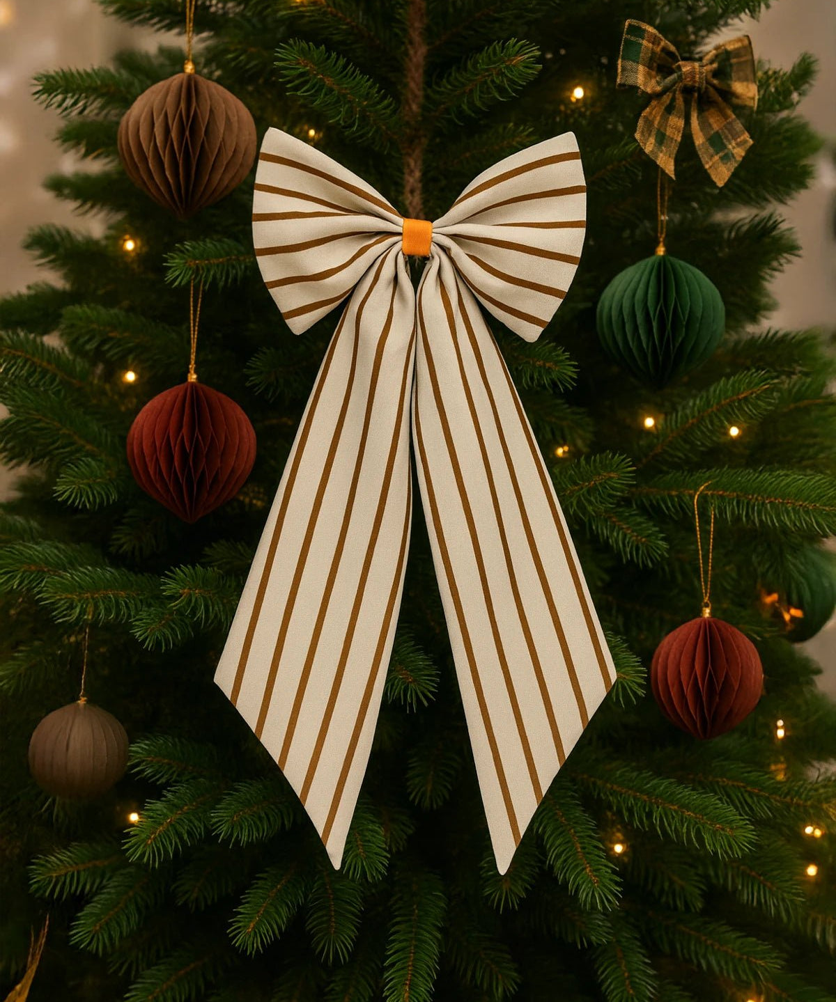 coopz - Weihnachtsschleife zum Aufhängen • Streifen Creme/Braun - Dekoration - ROSA ECK