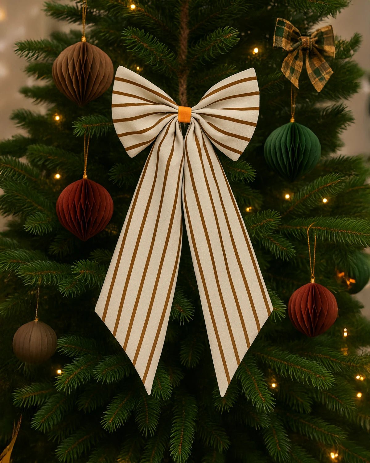 coopz - Weihnachtsschleife zum Aufhängen • Streifen Creme/Braun - Dekoration - ROSA ECK