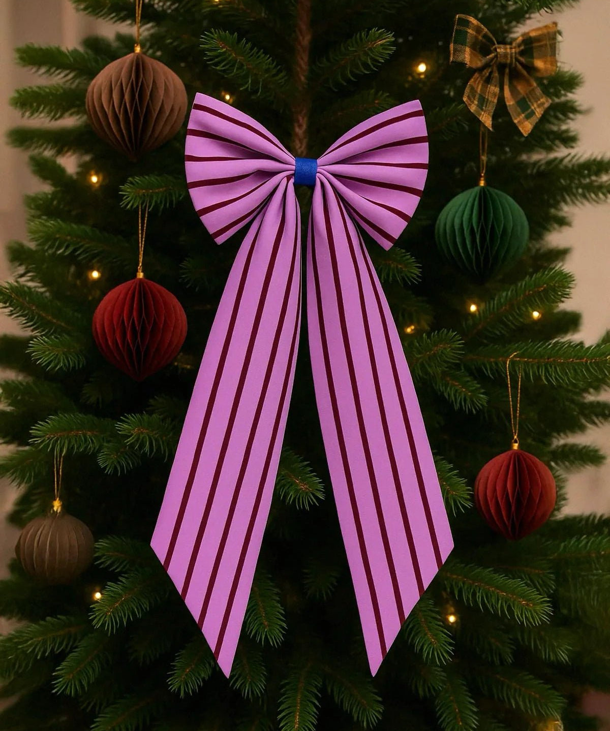 coopz - Weihnachtsschleife zum Aufhängen • Streifen Lila/Bordeaux - Dekoration - ROSA ECK