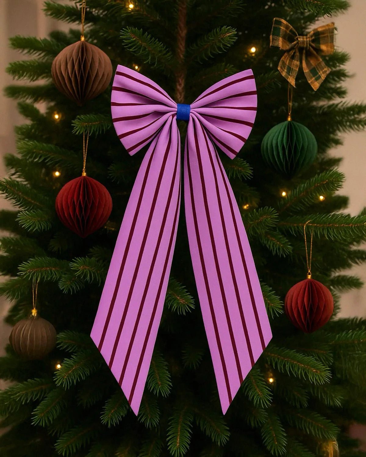 coopz - Weihnachtsschleife zum Aufhängen • Streifen Lila/Bordeaux - Dekoration - ROSA ECK