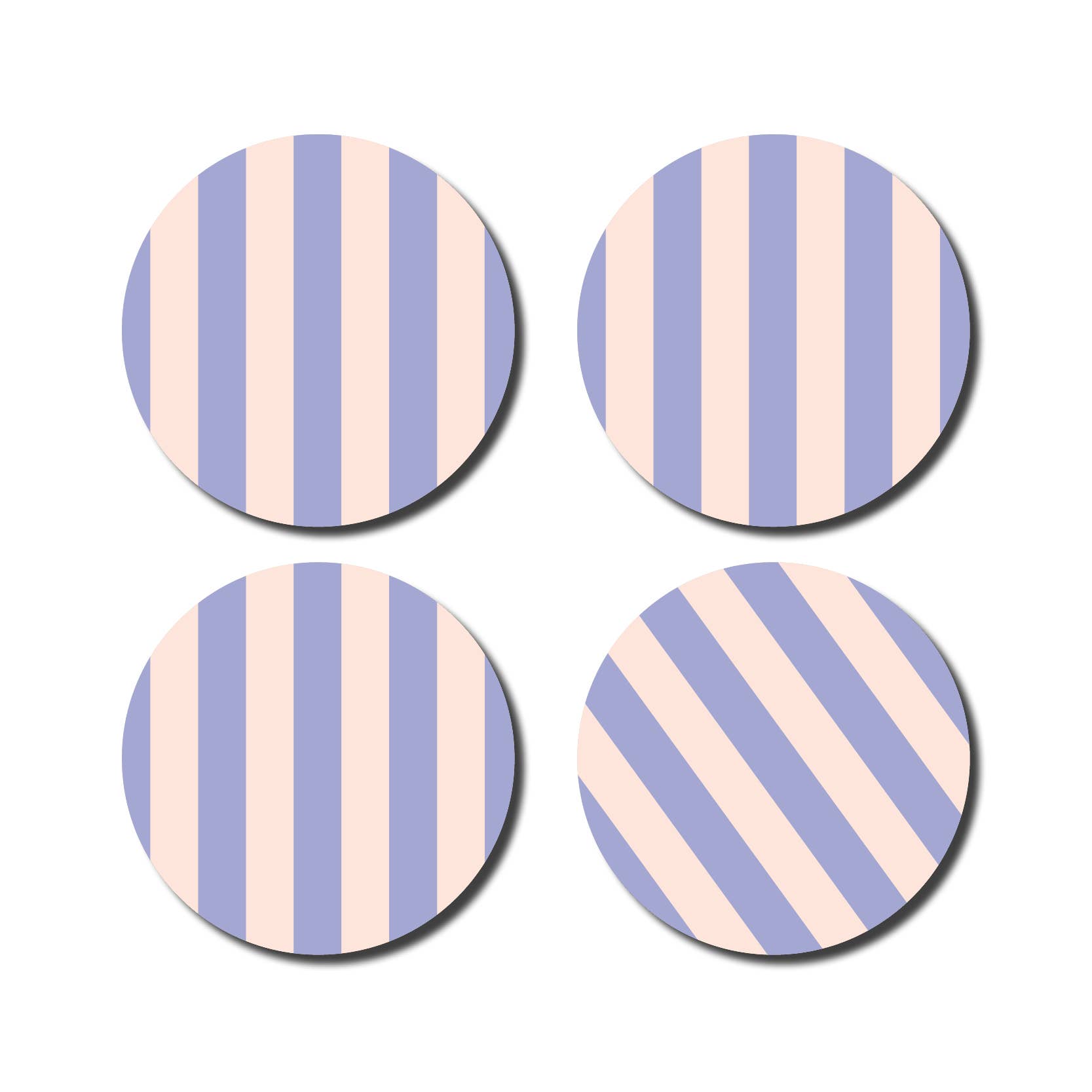De Lange Tafel - Gestreifter Untersetzer (4er - Set) • Flieder/Pink - ROSA ECK