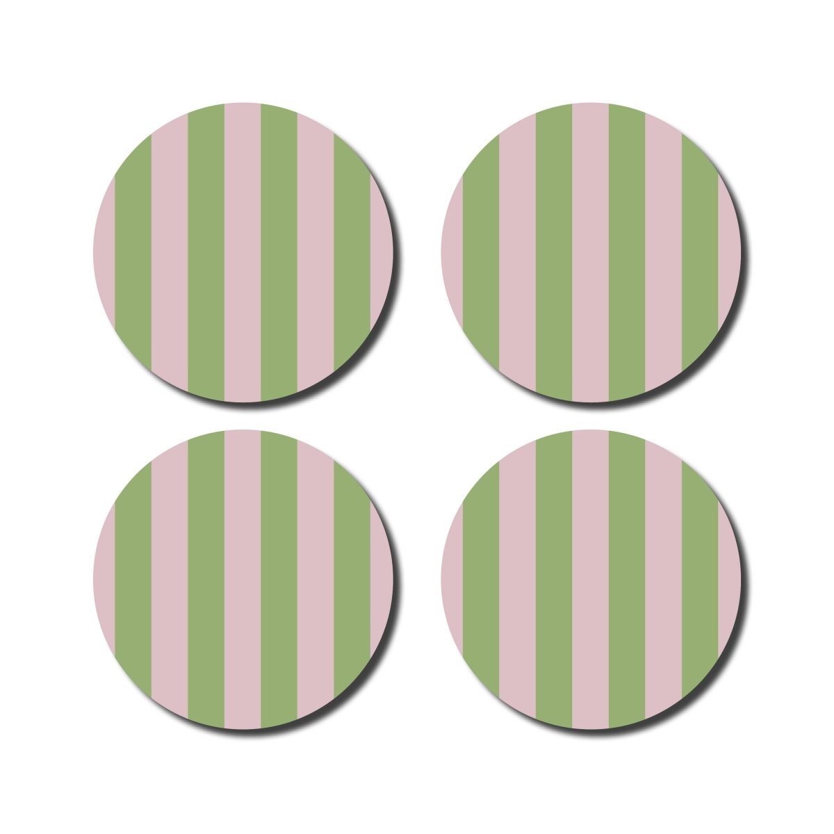 De Lange Tafel - Gestreifter Untersetzer (4er - Set) • Grün/Rosa - ROSA ECK Concept Store