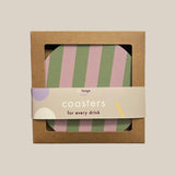 De Lange Tafel - Gestreifter Untersetzer (4er - Set) • Grün/Rosa - ROSA ECK Concept Store
