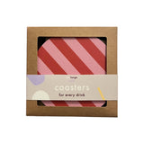 De Lange Tafel - Gestreifter Untersetzer (4er - Set) • Rosa/Rot - ROSA ECK Concept Store