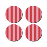 De Lange Tafel - Gestreifter Untersetzer (4er - Set) • Rosa/Rot - ROSA ECK Concept Store