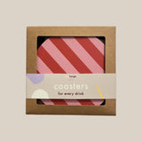De Lange Tafel - Gestreifter Untersetzer (4er - Set) • Rosa/Rot - ROSA ECK Concept Store