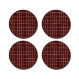 De Lange Tafel - Karierter Untersetzer (4er - Set) • Burgund - ROSA ECK