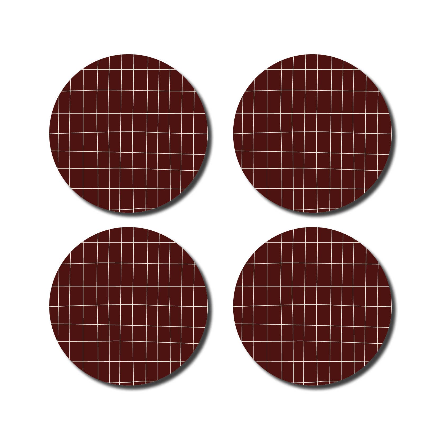 De Lange Tafel - Karierter Untersetzer (4er - Set) • Burgund - ROSA ECK