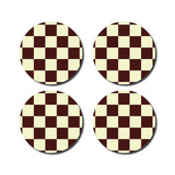 De Lange Tafel - Karierter Untersetzer (4er - Set) • Gelb/Aubergine - ROSA ECK