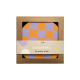 De Lange Tafel - Karierter Untersetzer (4er - Set) • Orange/Lila - ROSA ECK Concept Store