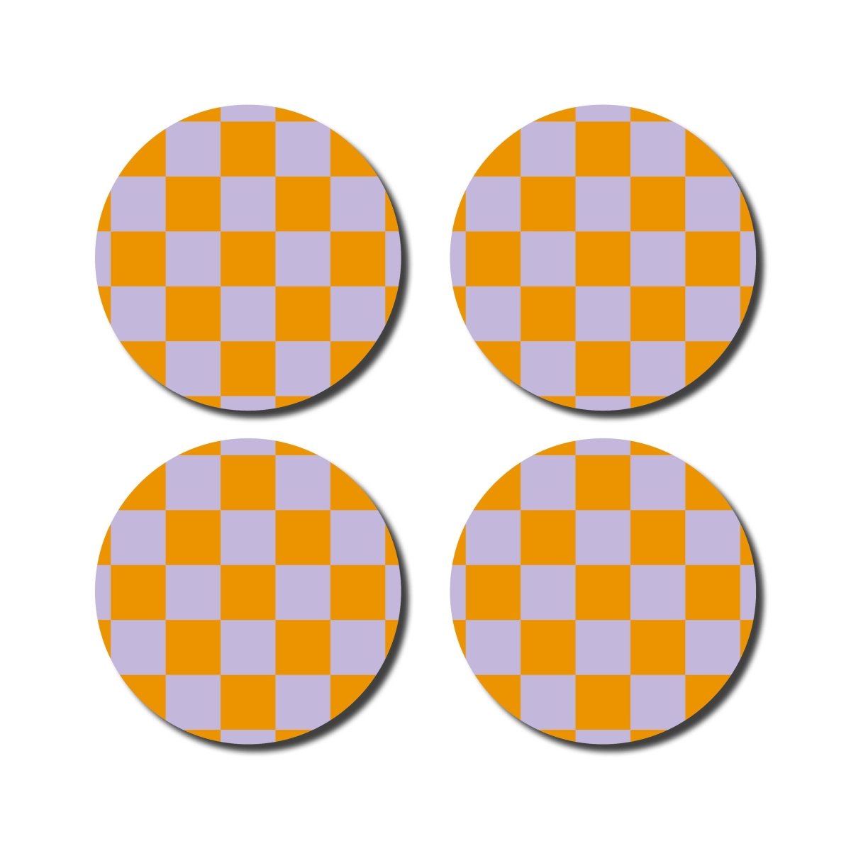 De Lange Tafel - Karierter Untersetzer (4er - Set) • Orange/Lila - ROSA ECK Concept Store