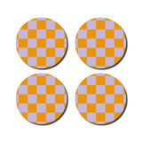 De Lange Tafel - Karierter Untersetzer (4er - Set) • Orange/Lila - ROSA ECK Concept Store