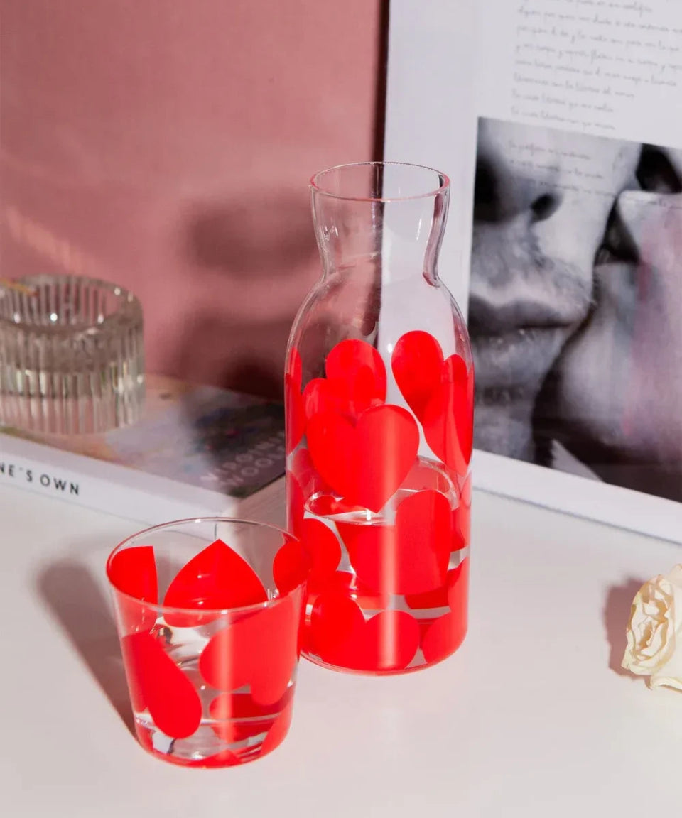 DOIY - LOVE Karaffe & Trinkglas Set mit Herzmotiv - Karaffe - ROSA ECK Concept Store