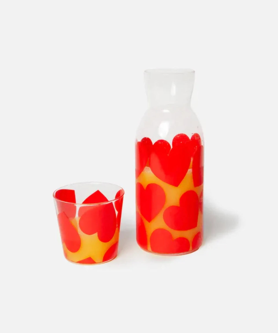 DOIY - LOVE Karaffe & Trinkglas Set mit Herzmotiv - Karaffe - ROSA ECK Concept Store