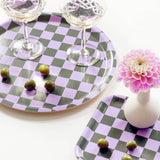 Rundes Serviertablett „Lilac/Olive CHECKER“, 31 cm - ROSA ECK Concept Store