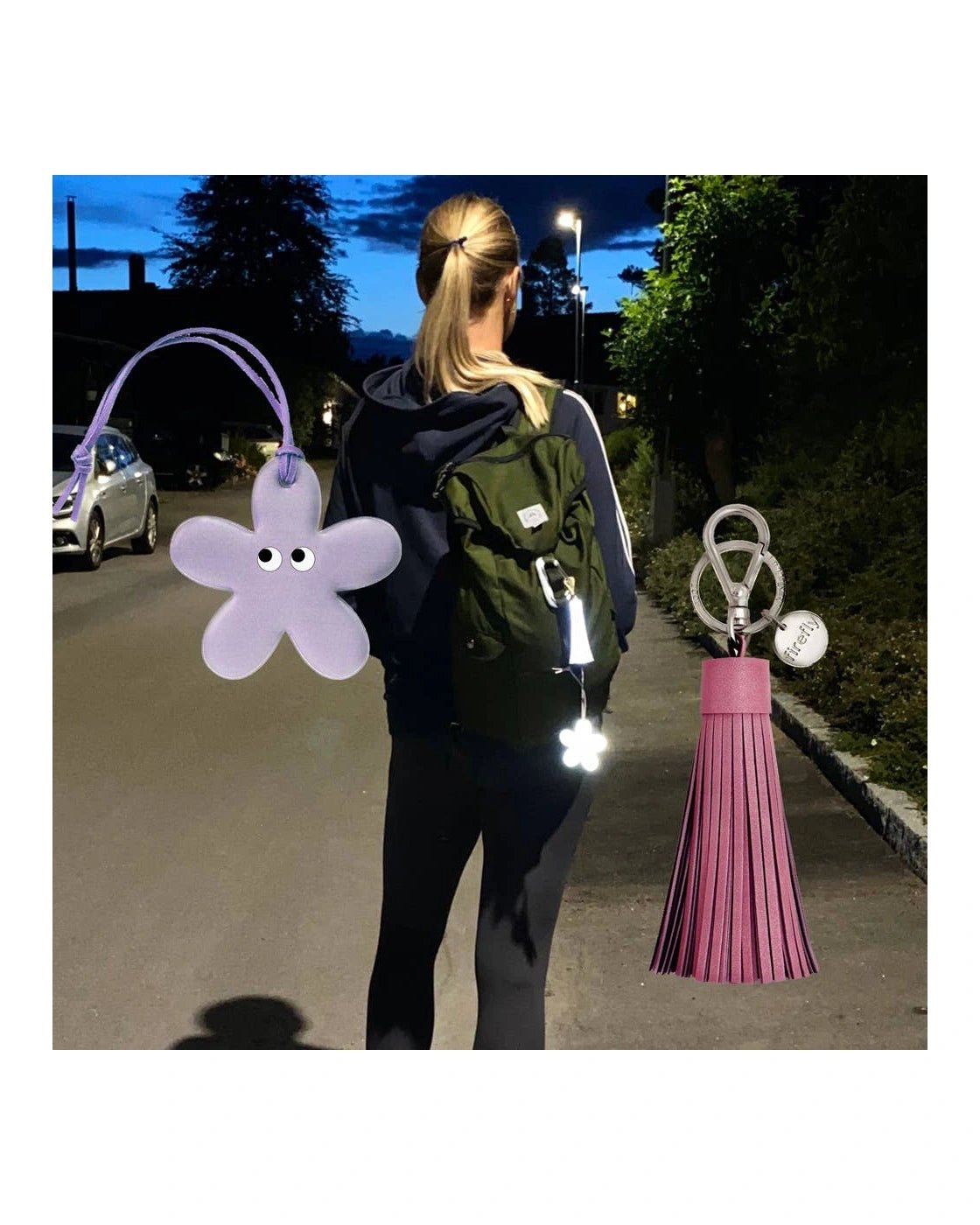 Firefly Reflectors - PURPLE FLOWER Reflektor für Kinder - ROSA ECK