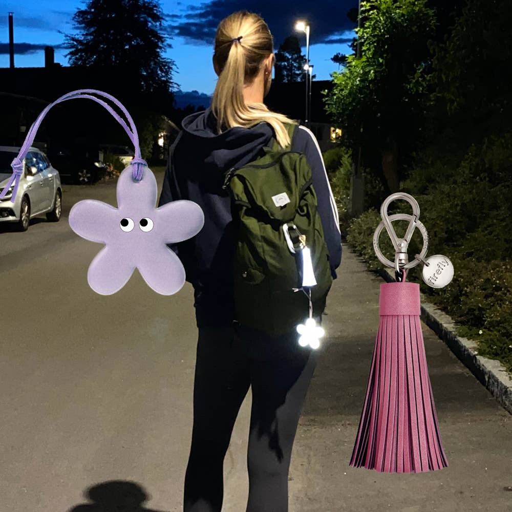 Firefly Reflectors - PURPLE FLOWER Reflektor für Kinder - ROSA ECK - Blume, Lila,