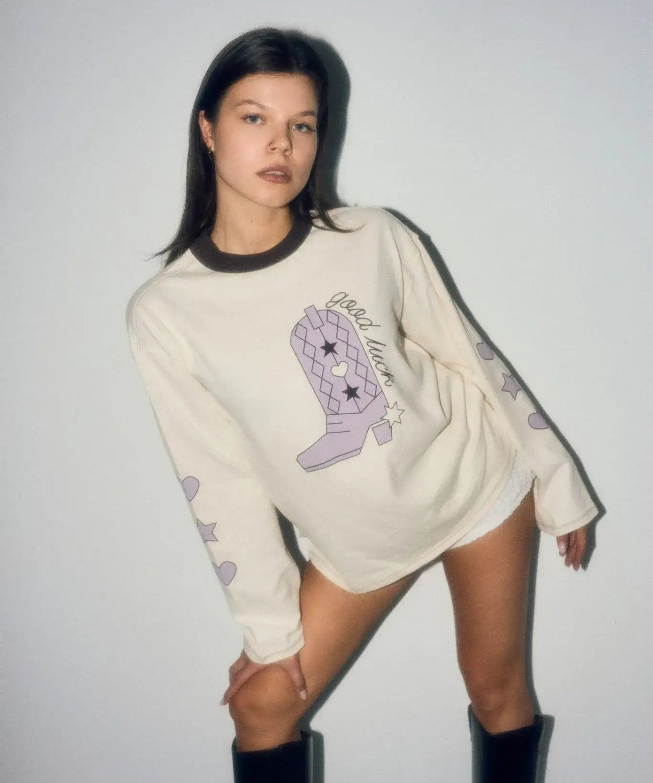 Happymess - Langarmshirt aus Bio - Baumwolle • good luck - Langarmshirt - ROSA ECK