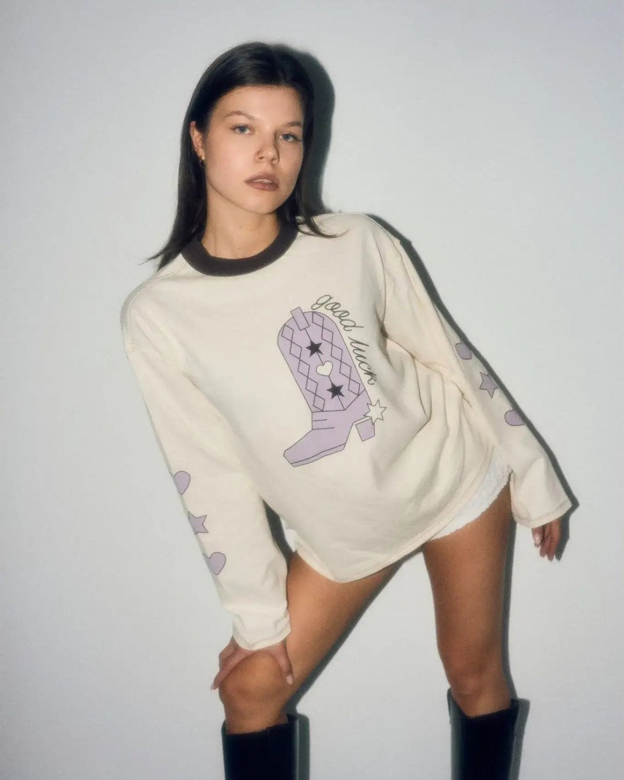 Happymess - Langarmshirt aus Bio - Baumwolle • good luck - Langarmshirt - ROSA ECK