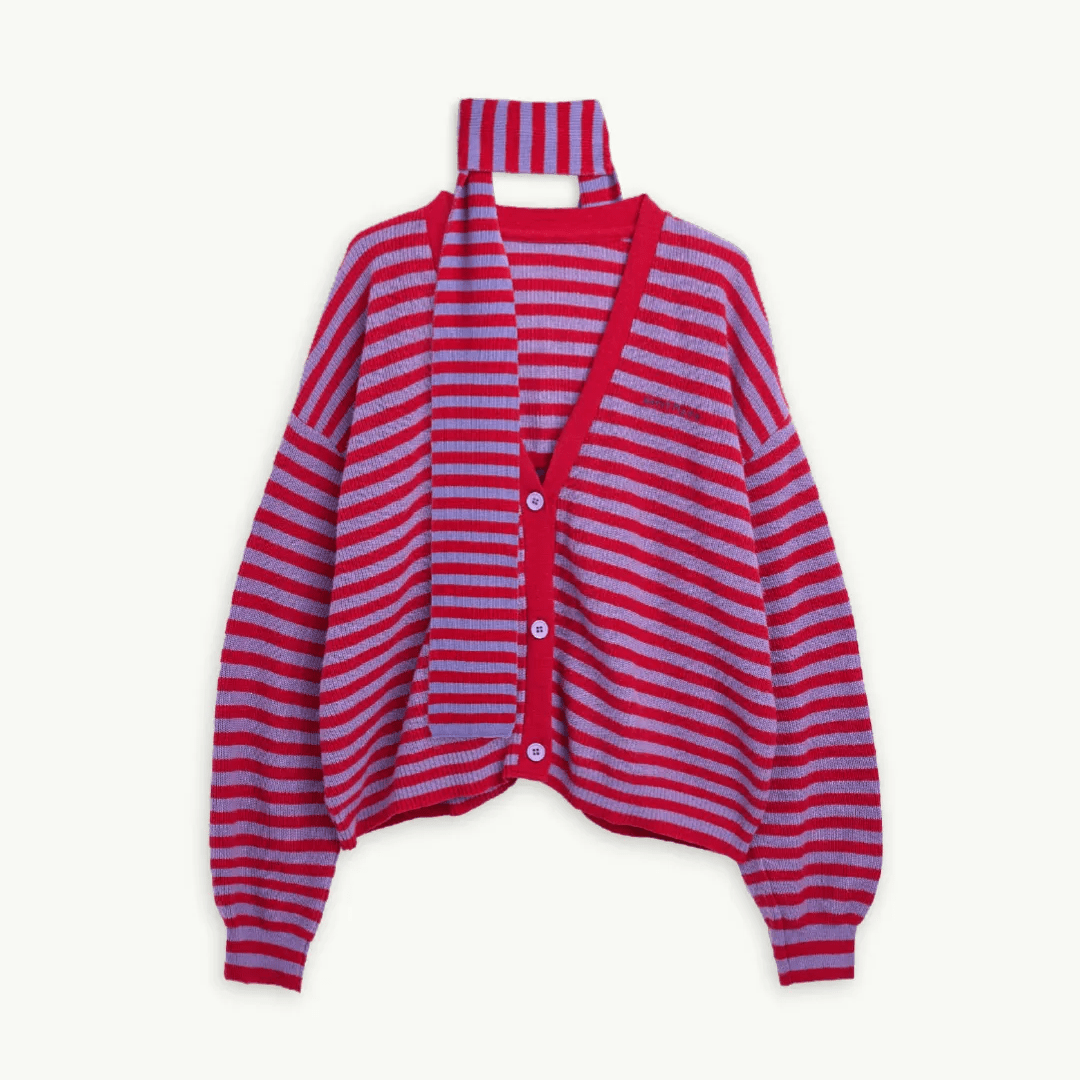 Happymess - Longsleeve + Schal aus Bio - Baumwolle • berry bloom - Pullover - ROSA ECK