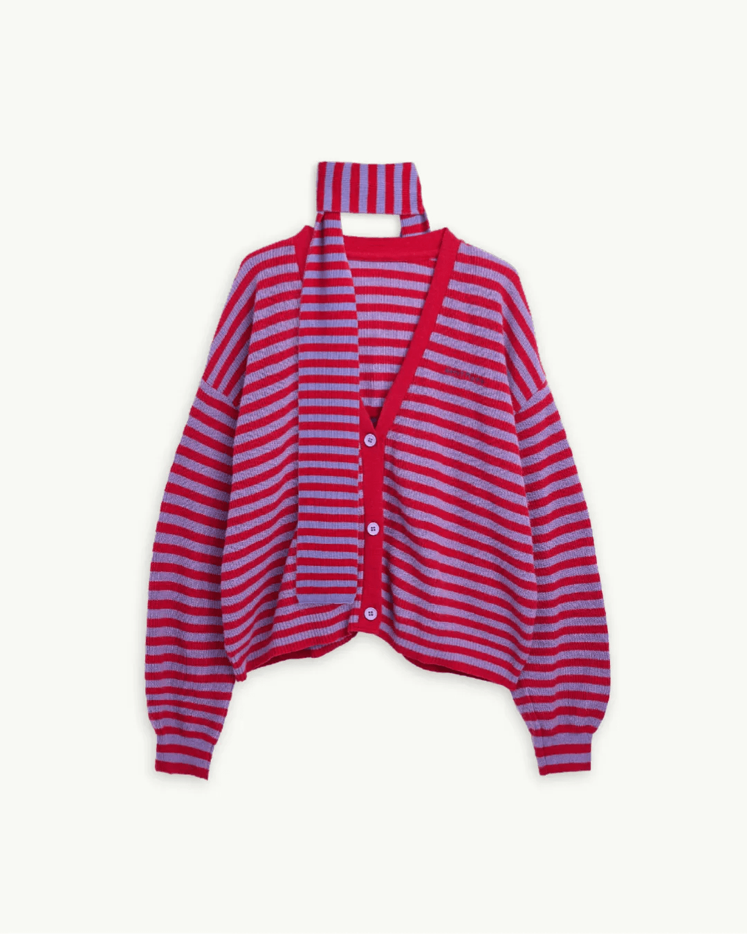 Happymess - Longsleeve + Schal aus Bio - Baumwolle • berry bloom - Pullover - ROSA ECK