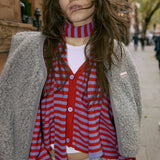 Happymess - Longsleeve + Schal aus Bio - Baumwolle • berry bloom - Pullover - ROSA ECK