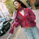 Happymess - Longsleeve + Schal aus Bio - Baumwolle • berry bloom - Pullover - ROSA ECK