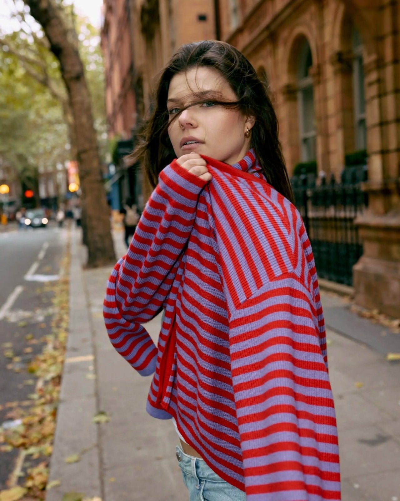 Happymess - Longsleeve + Schal aus Bio - Baumwolle • berry bloom - Pullover - ROSA ECK