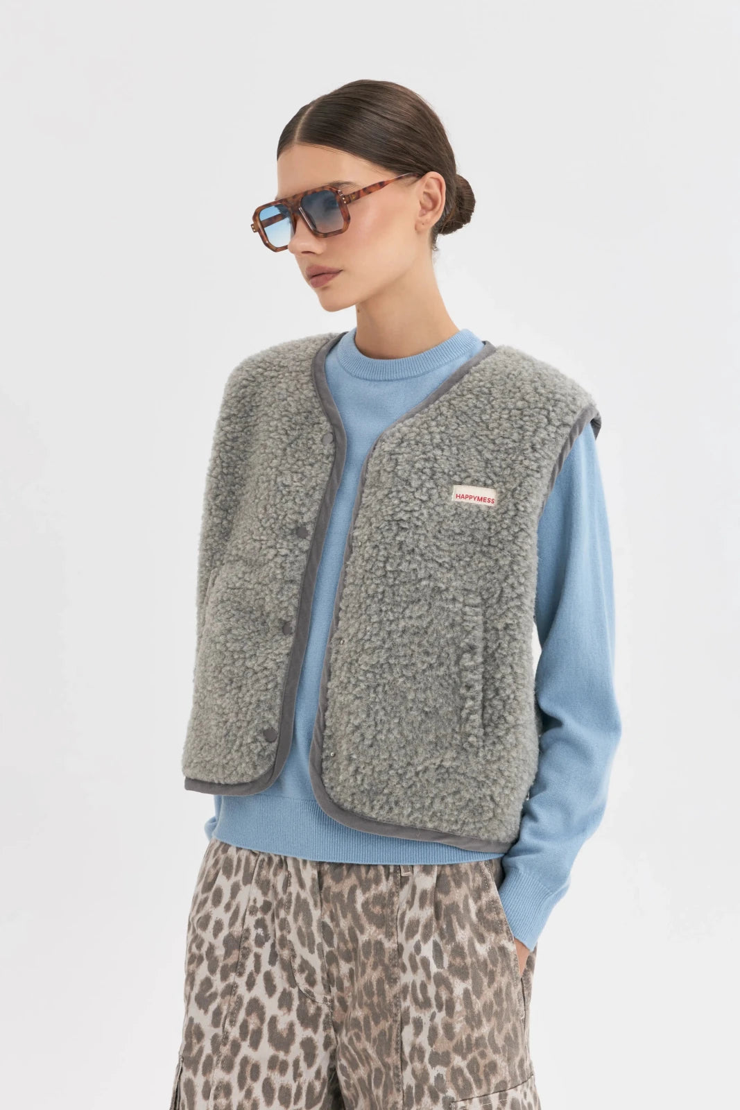 Happymess Merino Weste Stone Grey